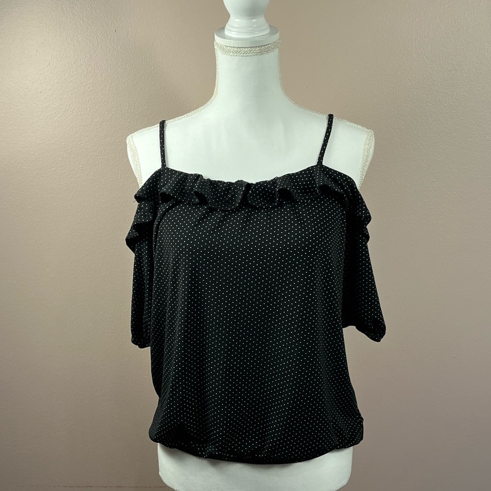 Green Envelope Black and White Ruffle Blouse